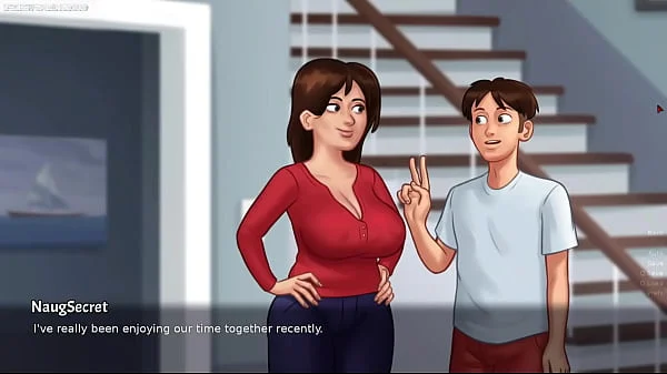 Summertime Saga By DarkCookie - Hot Stepmom Debbie in Seductive Sexy Dress Begs Him to Kiss Her videos