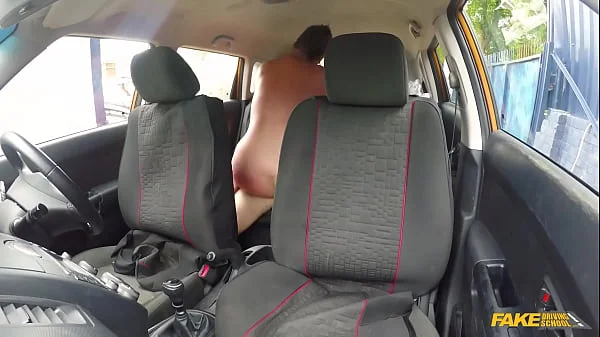 Fake Driving School Curvy STUDENT with BIG BOOBS Swallows instructors man juice videos