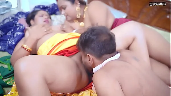 Desi Indian Two Bhabhiji Fucks with Devar and gets Creampie ( Threesome Full Hindi Audio Movie ) videos