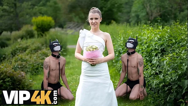 BRIDE4K. Blonde bride with natural tits enjoyed a good fuck on her kinky wedding videos