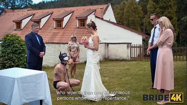 BRIDE4K. Blonde bride with natural tits enjoyed a good fuck on her kinky wedding videos
