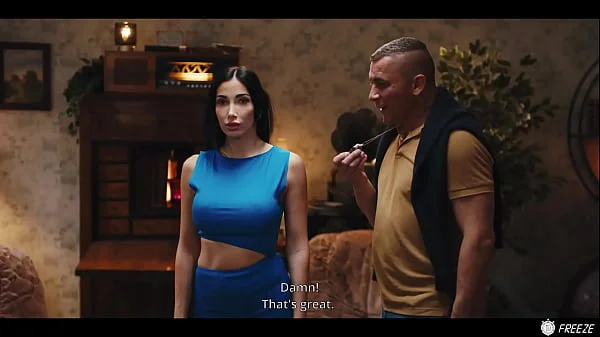 French Brunette with Fake Enhanced Huge Boobs Gets Her Nipples Sucked while Frozen in Time videos