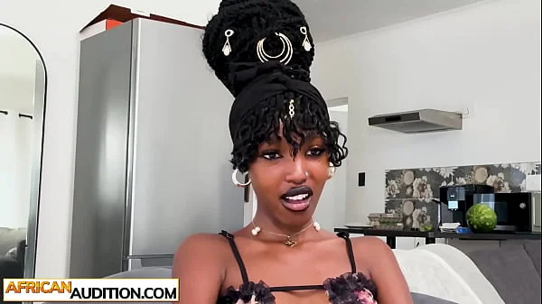 Loud African teen goddess enjoys rough sex and liked massive white dick videos