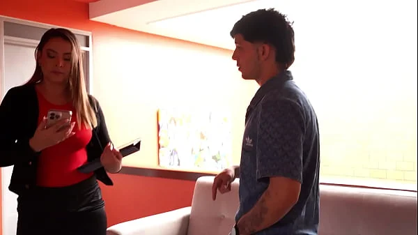 Real estate agent gets a horny client and offers him extra services videos