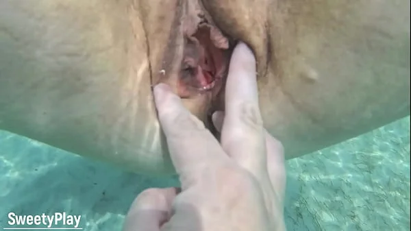 Open pussy creampie underwater, cum inside videos