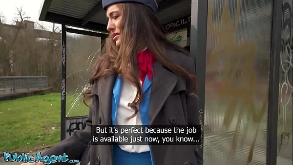 Public Agent - Big tits brunette air hostess Coco Bae POV blowjob hot sex outdoors fast hard fuck videos