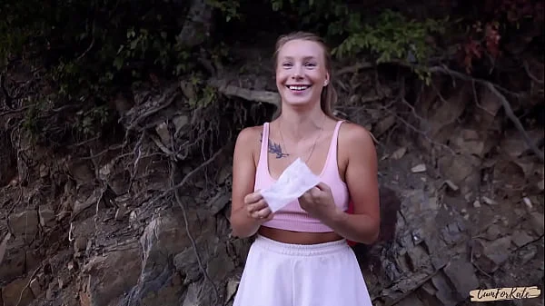 Real sex vlog in the forest. She jokes a lot and swallows cum videos