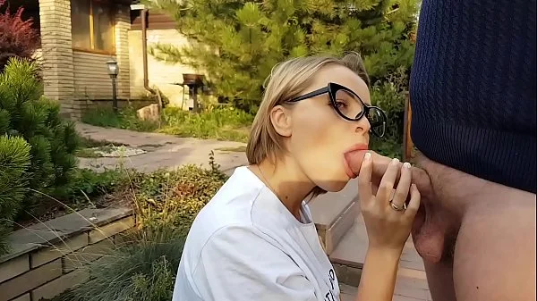 Look how she sucks this big mushroomhead cock and how she begs to cum on her beautiful face videos