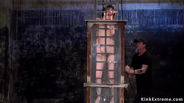 Babe in cage gets water bondage videos