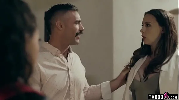 Cheating husband fucks MILF wife and his teen mistress videos