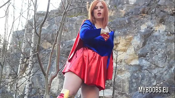 Alexsis Faye Busty SuperWoman Cosplay outdoor playing videos