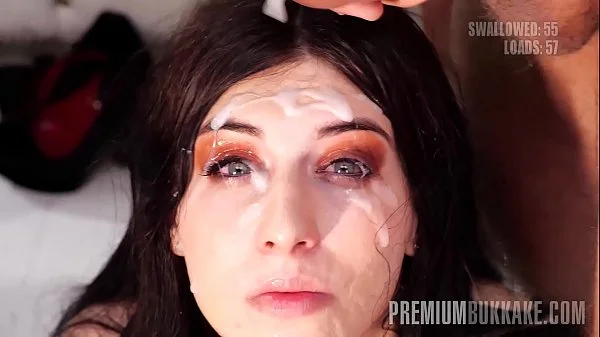 Premium Bukkake - Sheril Blossom swallows 70 big mouthful cumshots videos