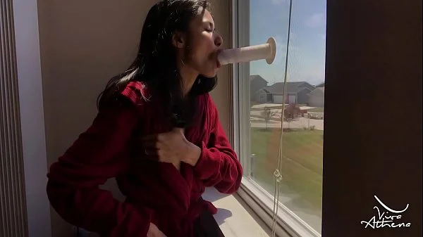HOME ALONE HORNY DESI SLUT SUCKS AND FUCKS DILDO ON WINDOW videos