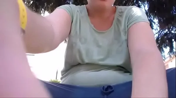 Nicoletta completely destroys her pants in a public garden and pisses on herself videos