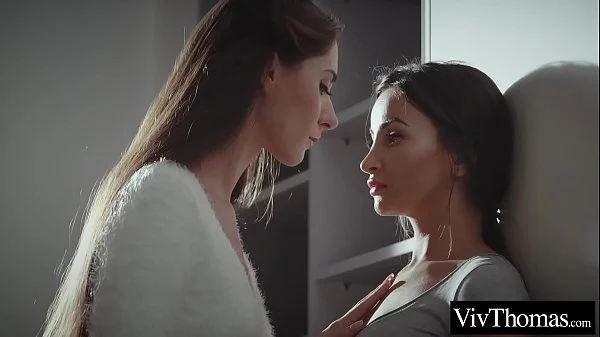 Lesbian brunettes explore each others shaved pussies videos