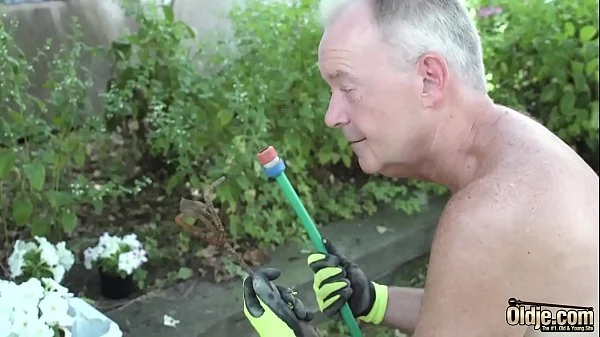 Amazing babe blowjob and hot deep pussy fucking with grumpy grandpa videos