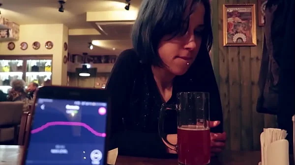 I took control of my stepsister's vibrator in the bar and brought her to orgasm. videos