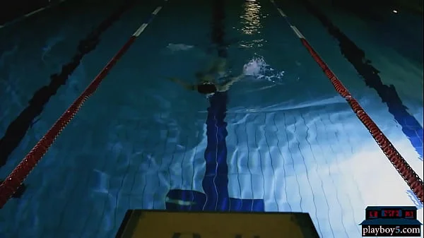 Petite teen hottie Vi Shy skinny dips in a pool late night videos