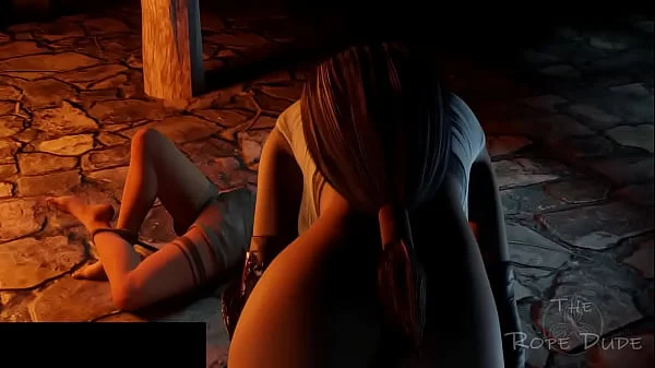 Lara Croft tied up and played with by Tifa [TheRopeDude] videos