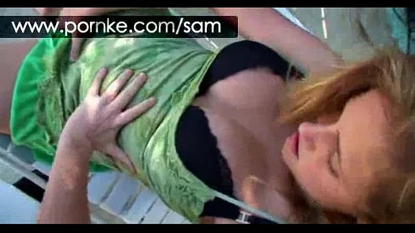 Adorable chick Samantha Gauge enjoys her first time on sky diving videos