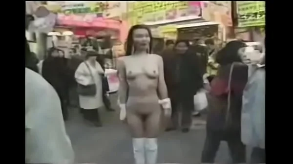 Crazy asian girl walks naked in public! videos