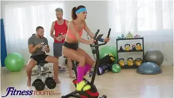 French Brunette Megane Lopez Douple Penetration Threesome On Exercise Bike videos