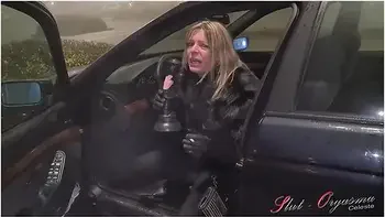 Equine Dildo Deep Throat On A Public Parking Lot Before Shopping videos