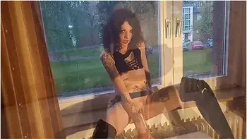 Whore Fucks Herself With A Baseball Bat At The Window For The Neighbours videos