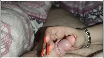 He Loves It When I Make His Little Dick Cum With My Orange Long Nails *cum Runs On My Long Nails videos