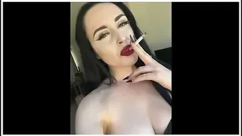 Casually Smoking A Cork Cigarette With Dark Lipstick On With Ellie Louise videos