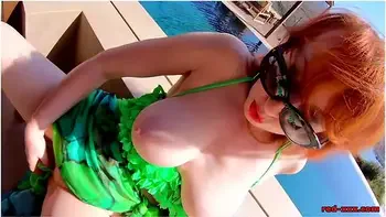 Busty Redhead Milf Red Xxx Gets Off Poolside videos