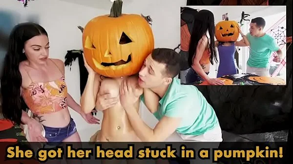 MILF Tia Cyrus Got Her Head Stuck In A Pumpkin. You Know What Happens Next! Hahaha videos