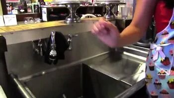 First Time Young Clerk Seduced By Lesbian Boss In Bakery - Hot Fingering & Pussy Eating Behind Counter videos