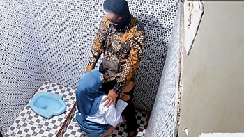 Indonesian Hijab Teacher Fucks Student in Public Toilet - Clarelia Jamsen Blowjob Viral videos