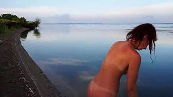 Natella Dance Hot MILF Striptease on Volga River Beach videos