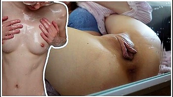 Skinny Teen Shaving Her Perfect Huge Labia Pussy Then Squirting On The Mirror videos
