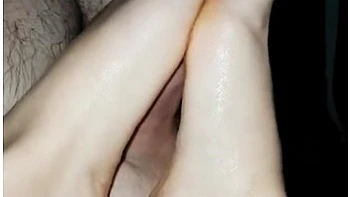 Oily Footjob Durex Lube Huge Cumshot videos