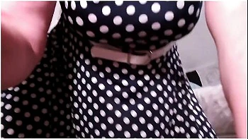 V560 Beautiful Dawn In Polka Dot Dress Showing Off Her Up Skirt And Sexy Silver Heels videos