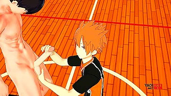 Haikyuu Yaoi - Kageyama Lets Hinata Jerk Him Off And Then Fucks Him On The Court - Car Toon videos