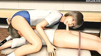 He takes out his tied dick, gives him a hand job, ejaculates, and straddles him in cowgirl position. videos