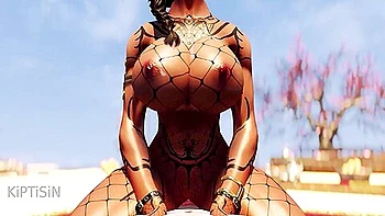 Curvy Bronze Whore In Fishnets Fucks Dragonborn On The Beach 2 videos