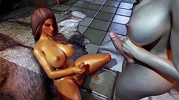 Two Futanari Elfs Masturbate Their Big Cocks videos