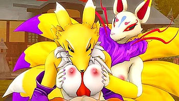 Renamon And Kyubi - Titjob + Blowjob videos