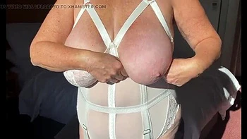 Mature British MILF with Big Natural Tits Shows Feet in White Playsuit - Homemade Part 2 videos