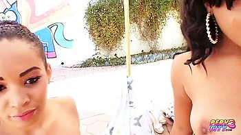 Lila Jordan And Serena Ali - Double Ebony Deepthroat Blowjob Lila Serena videos