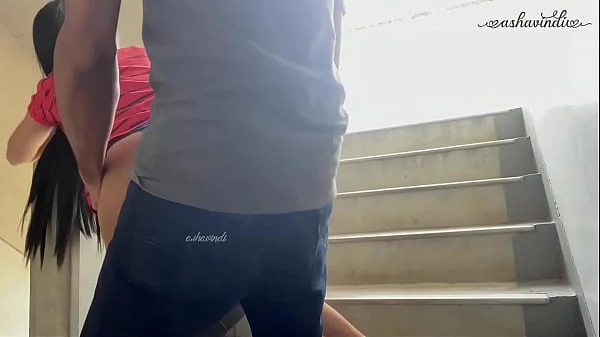 Teen fucked and squirted in a public staircase videos