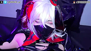 Asian CD Bondage and vibed in latex videos