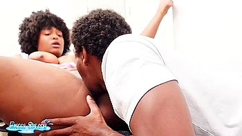 Pretty Natural Afro Ebony Gets Her Pussy Shaved, Devoured, & Fucked (2 Rounds!!) videos