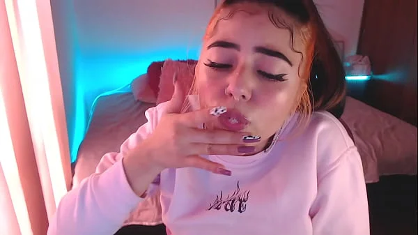 Egirl spits and drools all over cock - Ahegao blowjob videos