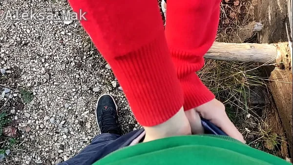 WOW ! Petite Walk in the Woods Ends with Friend Cumshot videos